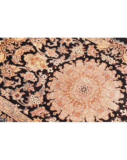Tappeto Ghom seta Persia giallo rosso 62x90