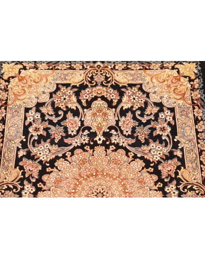 Tappeto Ghom seta Persia giallo rosso 62x90