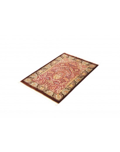 Tappeto Ghom seta Persia marrone 63x94