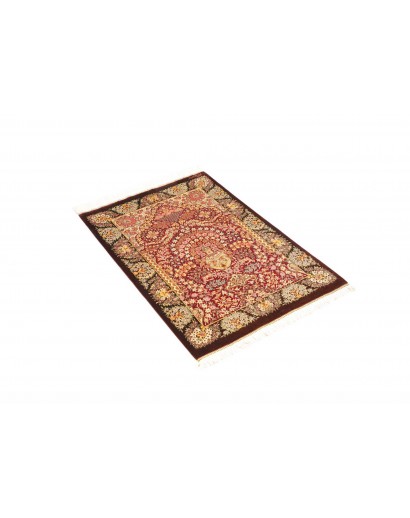 Tappeto Ghom seta Persia marrone 63x94