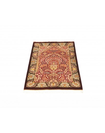 Tappeto Ghom seta Persia marrone 63x94