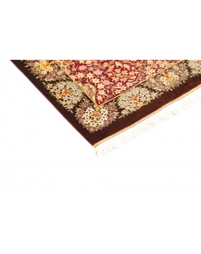 Tappeto Ghom seta Persia marrone 63x94