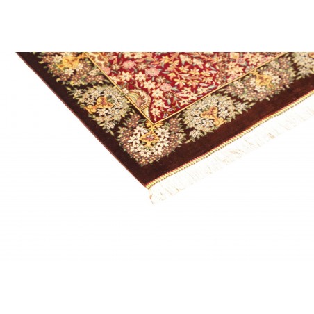 Tappeto Ghom seta Persia marrone 63x94