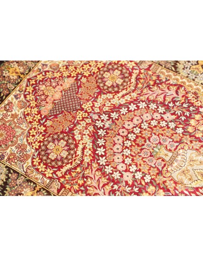 Tappeto Ghom seta Persia marrone 63x94