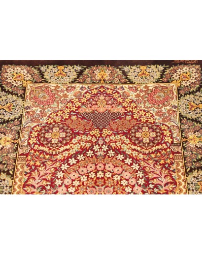 Tappeto Ghom seta Persia marrone 63x94