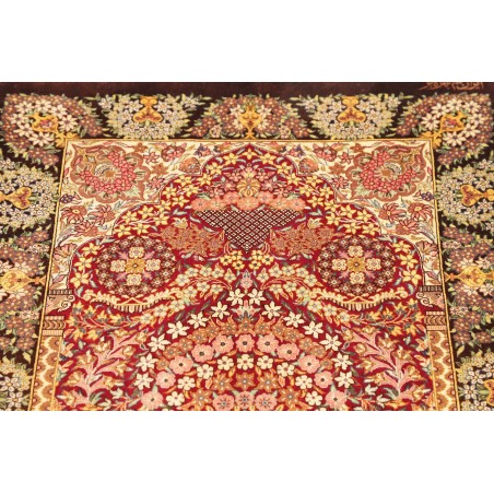 Tappeto Ghom seta Persia marrone 63x94
