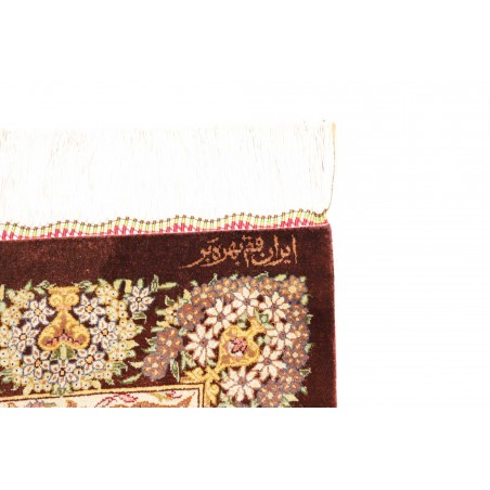 Tappeto Ghom seta Persia marrone 63x94