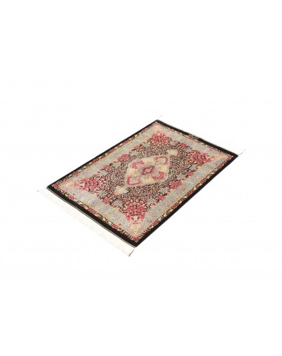 Tappeto Ghom seta Persia marrone blu 63x93