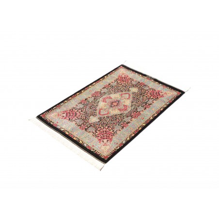 Tappeto Ghom seta Persia marrone blu 63x93