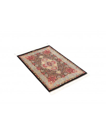 Tappeto Ghom seta Persia marrone blu 63x93