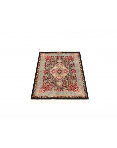 Tappeto Ghom seta Persia marrone blu 63x93