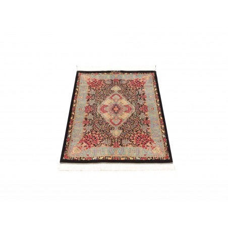 Tappeto Ghom seta Persia marrone blu 63x93