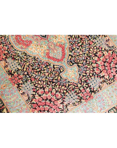 Tappeto Ghom seta Persia marrone blu 63x93