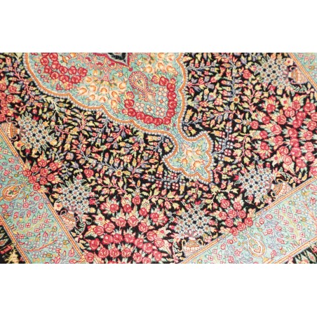 Tappeto Ghom seta Persia marrone blu 63x93
