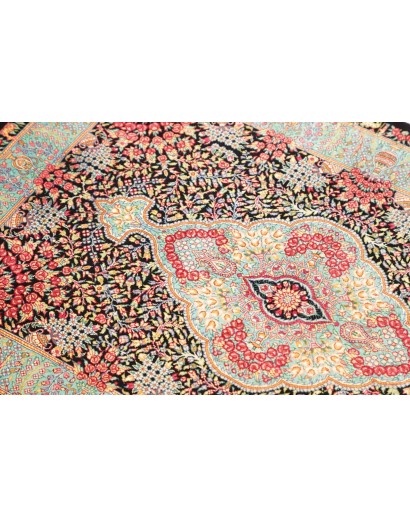 Tappeto Ghom seta Persia marrone blu 63x93