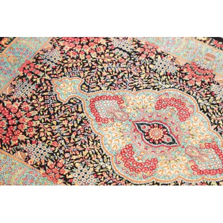 Tappeto Ghom seta Persia marrone blu 63x93