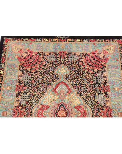Tappeto Ghom seta Persia marrone blu 63x93