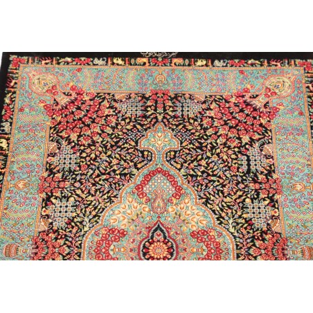 Tappeto Ghom seta Persia marrone blu 63x93
