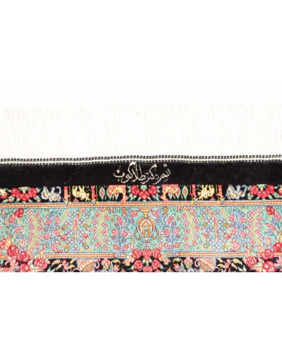 Tappeto Ghom seta Persia marrone blu 63x93