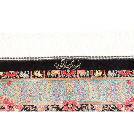 Tappeto Ghom seta Persia marrone blu 63x93