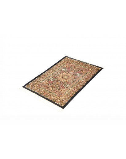 Tappeto Ghom seta Persia marrone verde 62x90