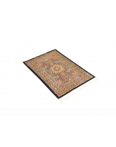 Tappeto Ghom seta Persia marrone verde 62x90