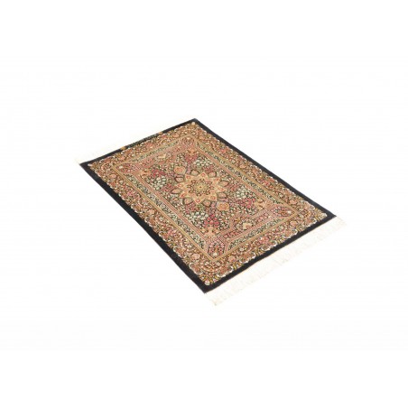 Tappeto Ghom seta Persia marrone verde 62x90