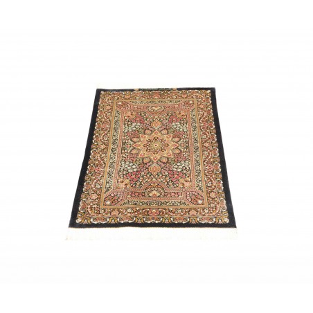Tappeto Ghom seta Persia marrone verde 62x90