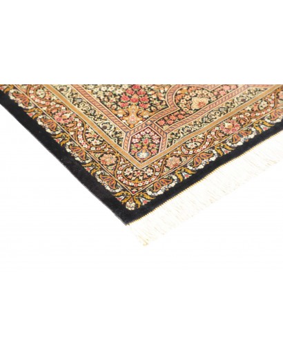 Tappeto Ghom seta Persia marrone verde 62x90