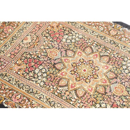 Tappeto Ghom seta Persia marrone verde 62x90