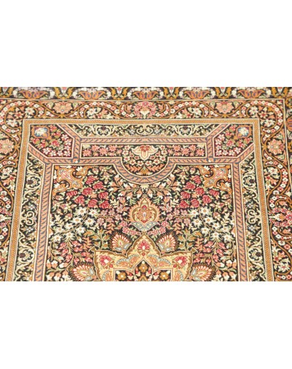 Tappeto Ghom seta Persia marrone verde 62x90