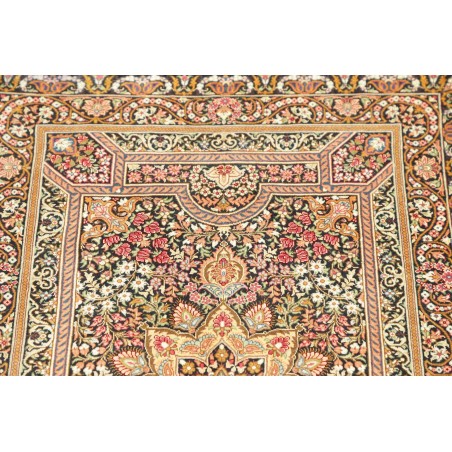 Tappeto Ghom seta Persia marrone verde 62x90