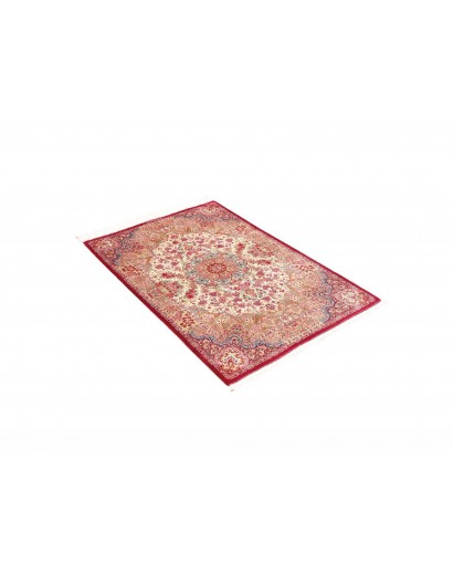 Tappeto Ghom seta Persia giallo rosso 81x118