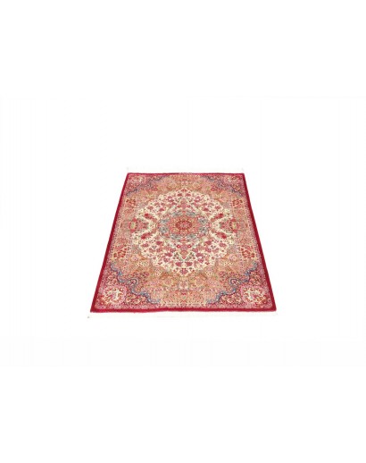 Tappeto Ghom seta Persia giallo rosso 81x118