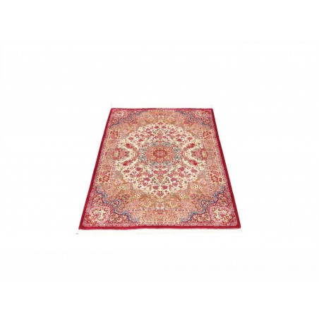 Tappeto Ghom seta Persia giallo rosso 81x118