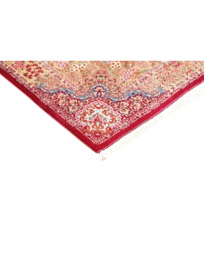 Tappeto Ghom seta Persia giallo rosso 81x118