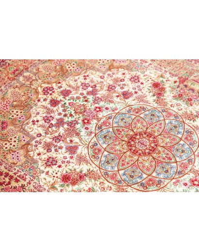 Tappeto Ghom seta Persia giallo rosso 81x118
