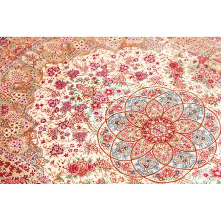 Tappeto Ghom seta Persia giallo rosso 81x118