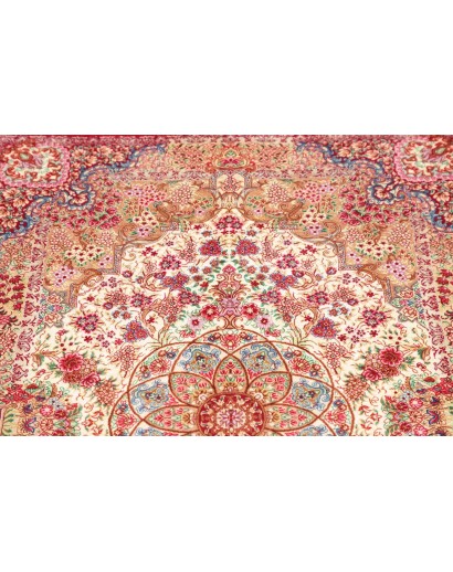 Tappeto Ghom seta Persia giallo rosso 81x118