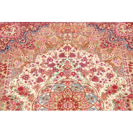 Tappeto Ghom seta Persia giallo rosso 81x118