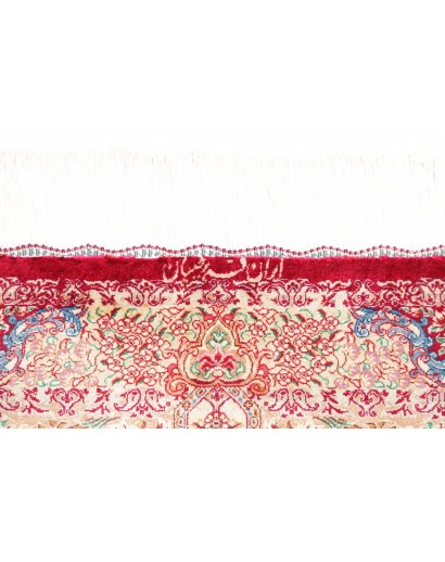 Tappeto Ghom seta Persia giallo rosso 81x118