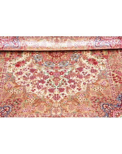 Tappeto Ghom seta Persia giallo rosso 81x118