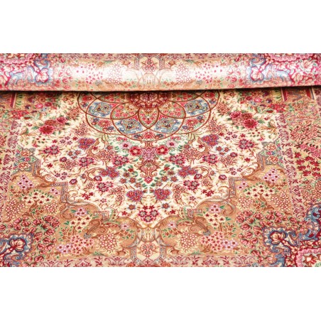 Tappeto Ghom seta Persia giallo rosso 81x118