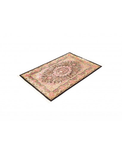 Tappeto Ghom seta Persia marrone 79x120