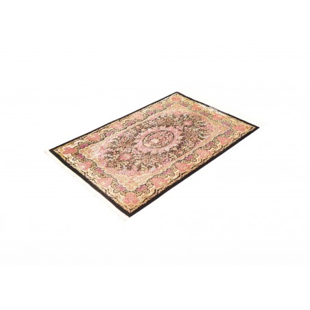 Tappeto Ghom seta Persia marrone 79x120