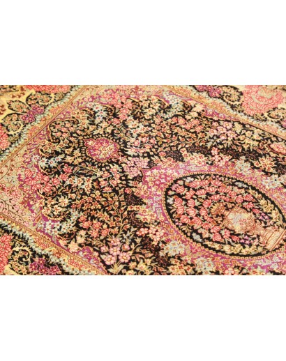 Tappeto Ghom seta Persia marrone 79x120