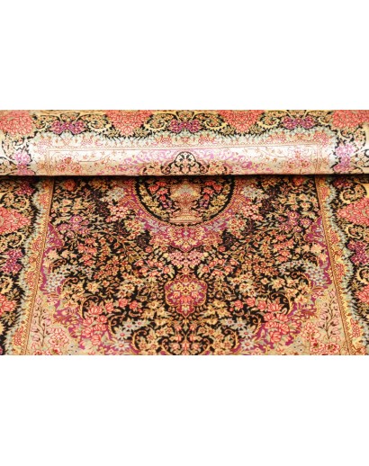 Tappeto Ghom seta Persia marrone 79x120