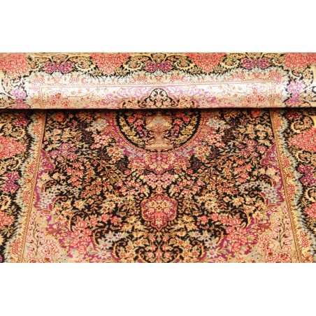 Tappeto Ghom seta Persia marrone 79x120