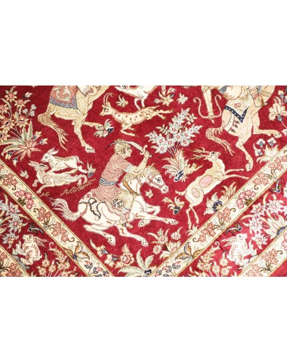 Tappeto Ghom seta Persia giallo marrone 80x124