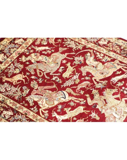 Tappeto Ghom seta Persia giallo marrone 80x124